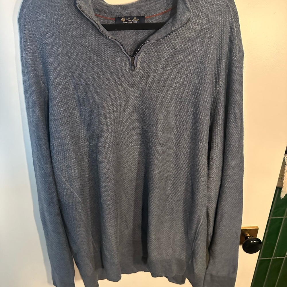 Loro Piana Men’s Cashmere Roadster Pull, Great Condition, Size 60 - Medium Blue